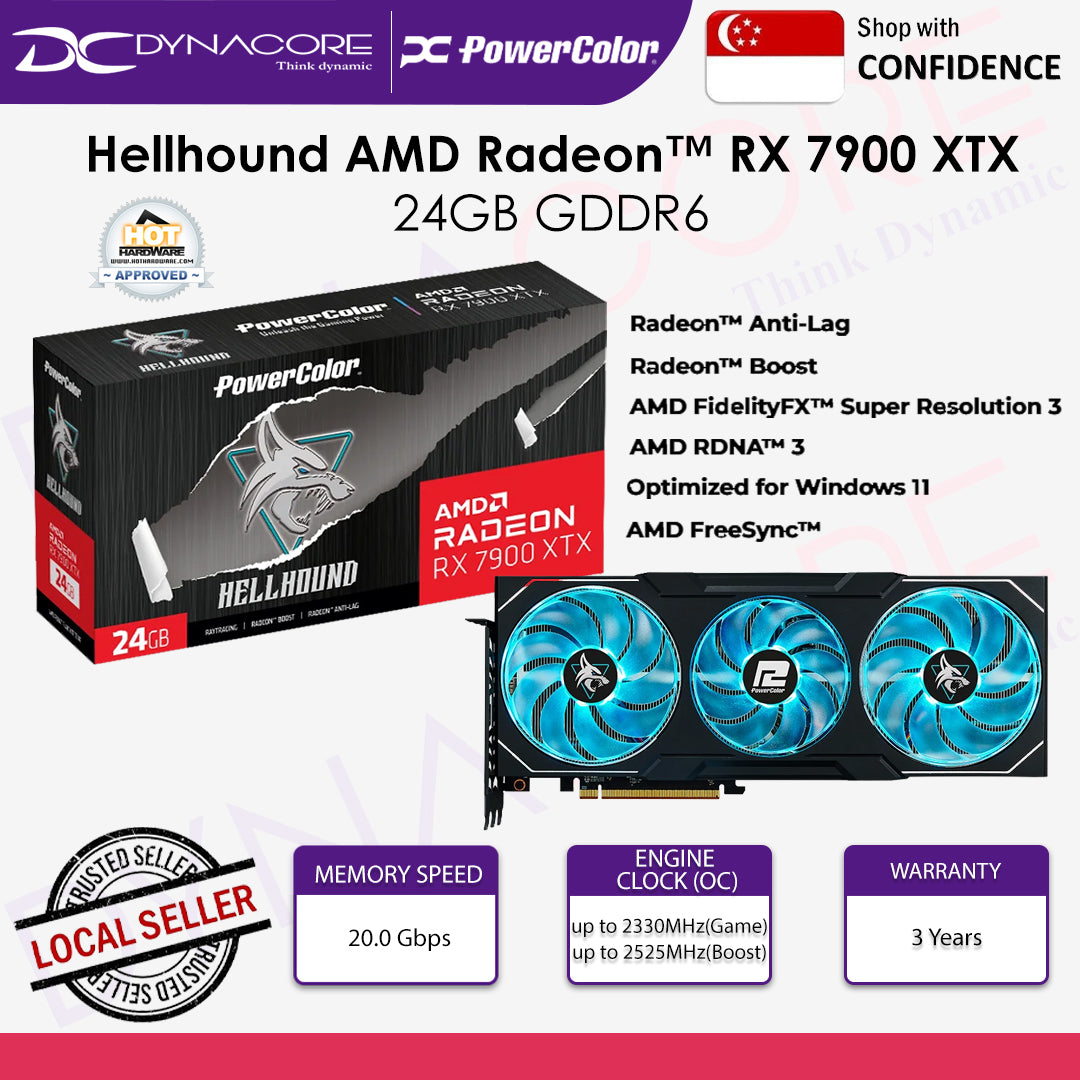 POWERCOLOR HELLHOUND AMD RADEON RX 7900XTX 24GB-L/OC TRIPLE FAN GDDR6 - 4713436174639