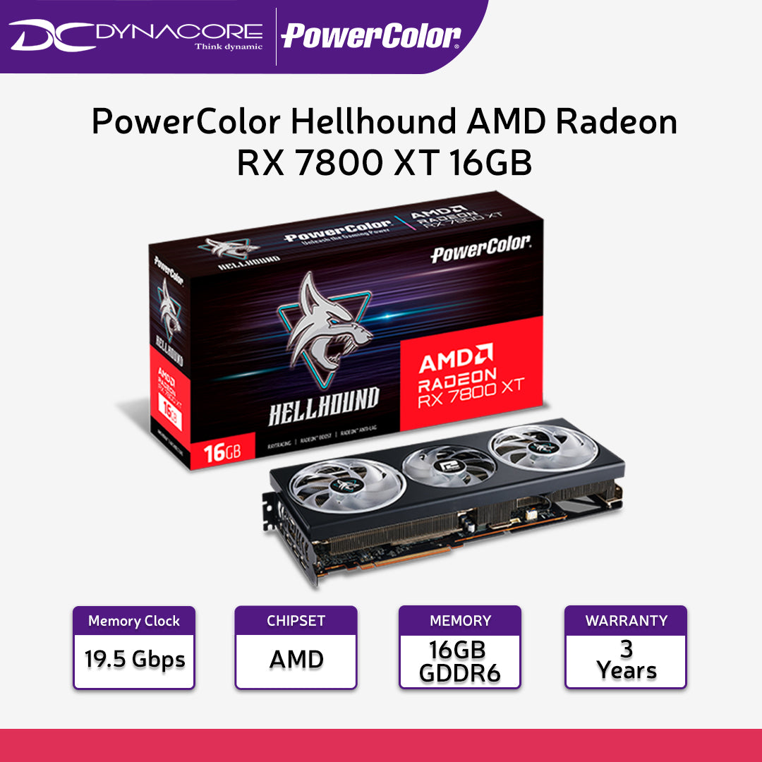 PowerColor Hellhound AMD Radeon RX 7800XT 16GB GDDR6 Graphics Card - 4713436174943