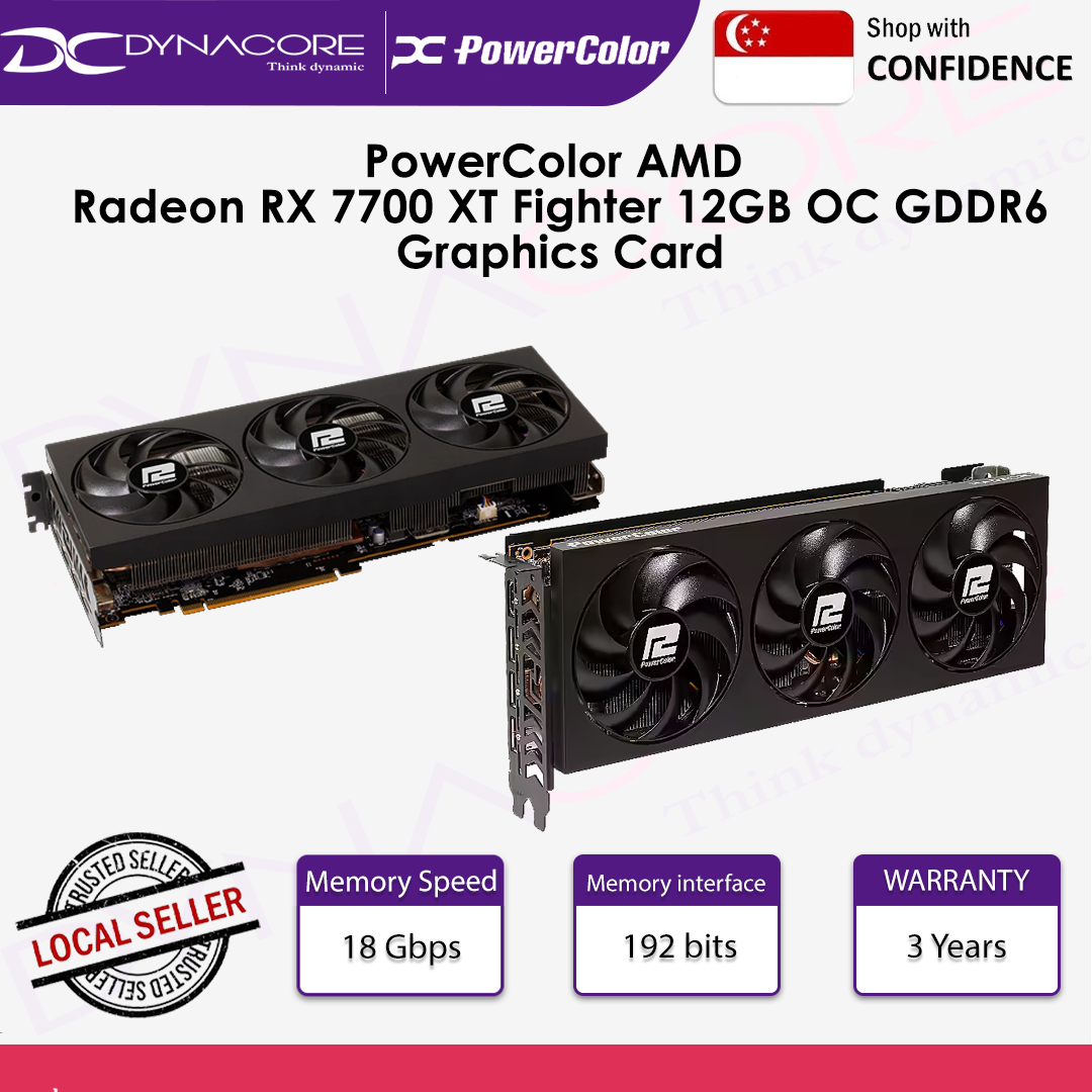 POWERCOLOR AMD RADEON FIGHTER RX 7700XT 12GB-F/OC TRIPLE FAN GDDR6(3YRS) - 4713436174967