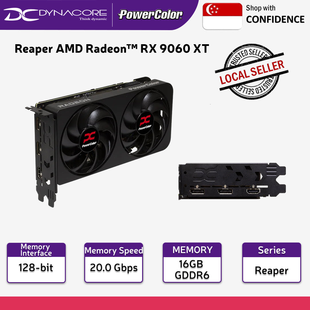 PowerColor Reaper AMD Radeon™ RX 9060XT 16GB GDDR6 Graphics Card - RX9060XT 16G-A - 4713436175964