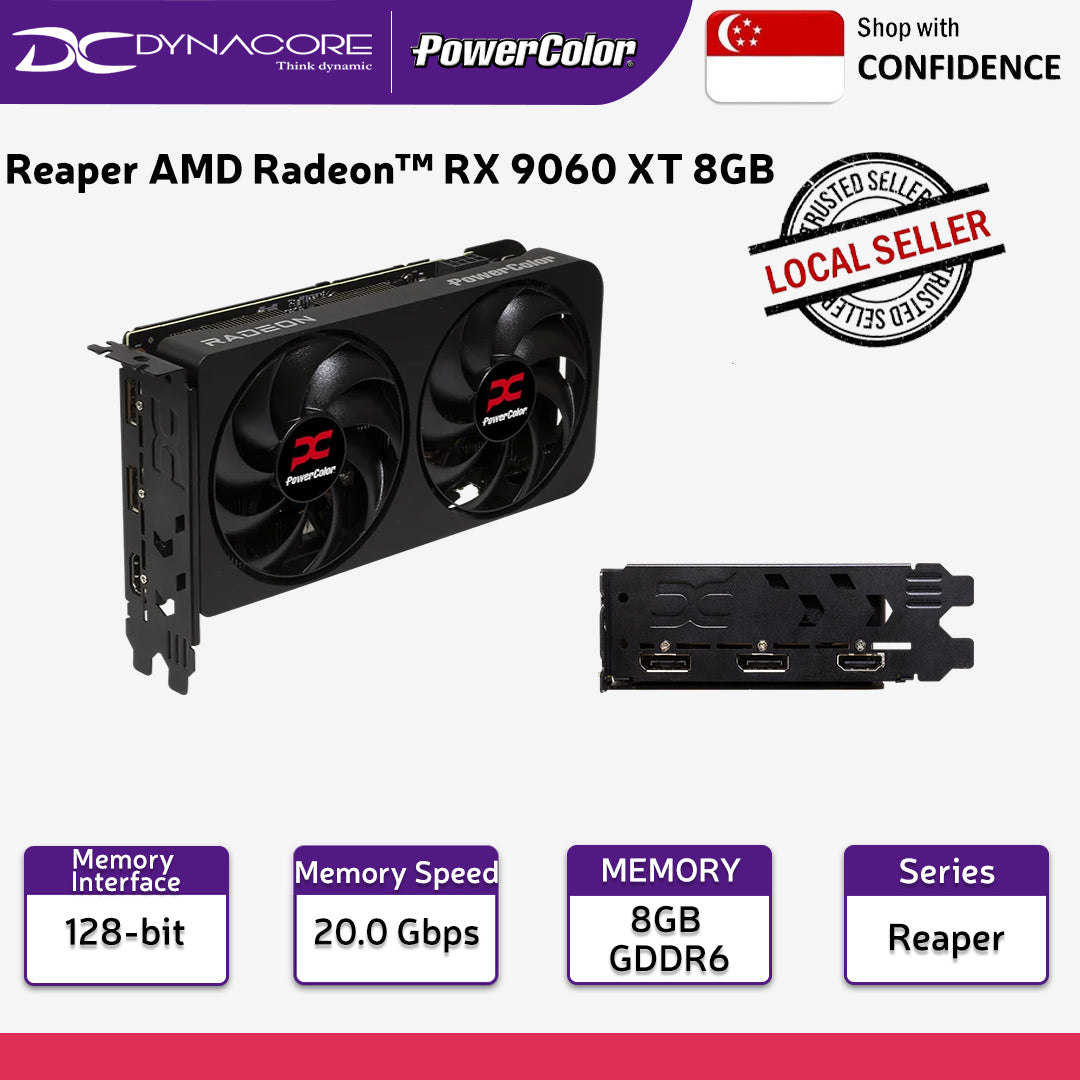 PowerColor Reaper AMD Radeon™ RX 9060XT 8GB GDDR6 Graphics Card - RX9060XT 8G-A - 4713436175988