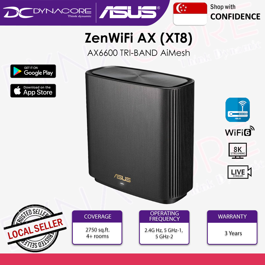 ASUS ZenWiFi XT8 AX6600 Tri-Band 1-Pack Wifi Mesh Router -4718017470544