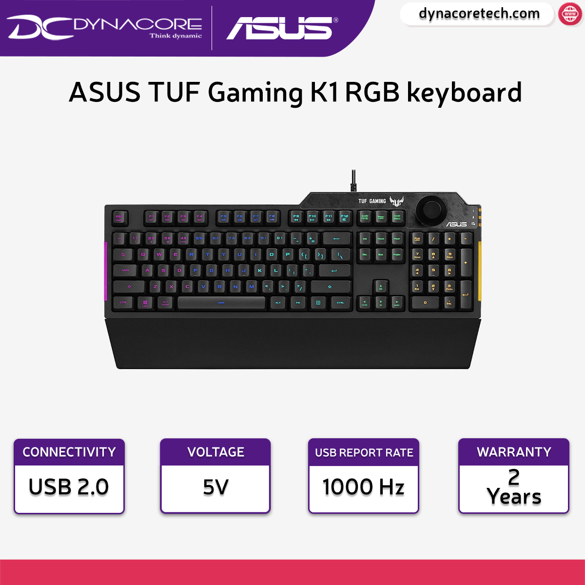 ASUS TUF GAMING K1 RGB TACTILE MEMBRANE KEYBOARD(2YRS WARRANTY) -4718017625524