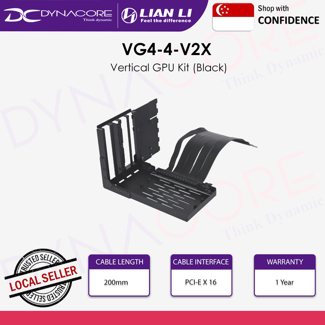 Lian Li VG4-4-V2X Vertical GPU Kit Black - compatible with O11 Evo XL - 4718466013897