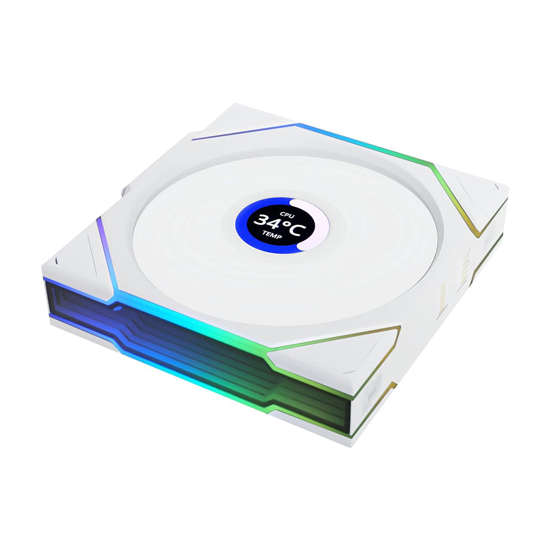LIAN LI UNI FAN TL LCD 120 RGB WHITE REVERSE BLADE 1-PACK FAN - 4718466014245