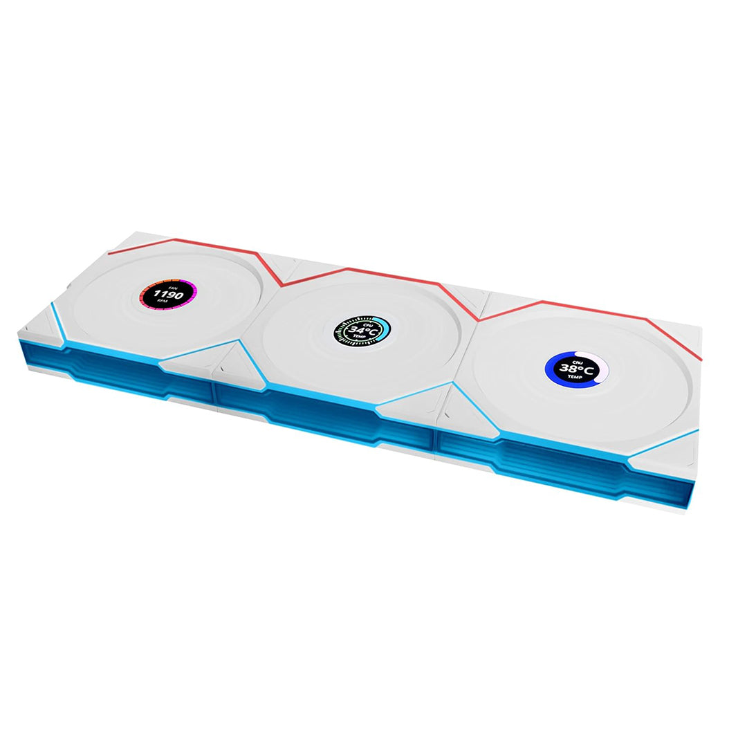 LIAN LI UNI FAN TL LCD 120 RGB WHITE REVERSE BLADE 3-PACK FAN - 4718466014443