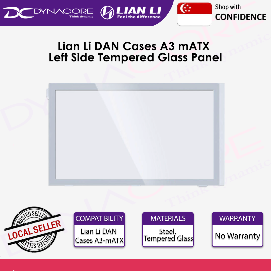 Lian Li DAN Cases A3 mATX Left Side Tempered Glass Panel - White - 4718466015679