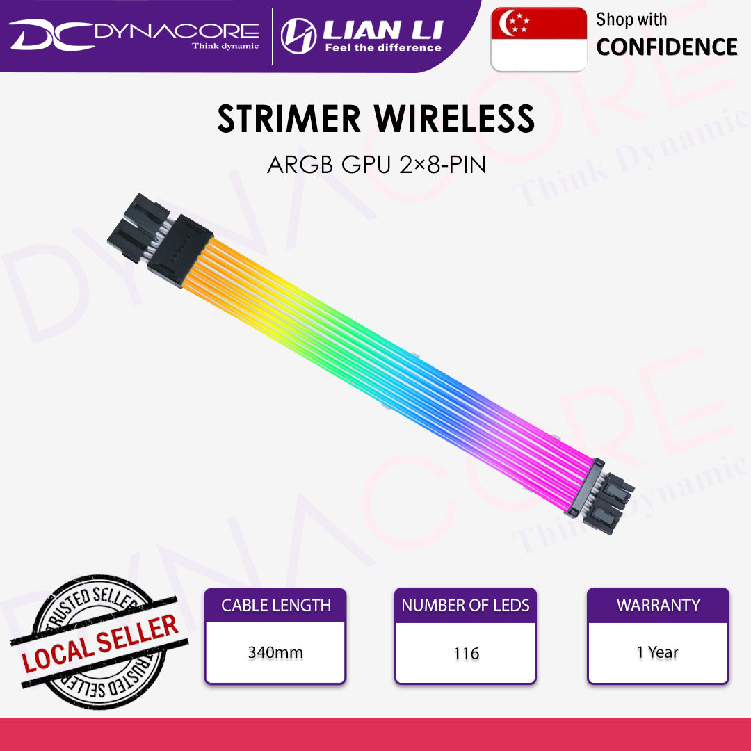 Lian Li STRIMER WIRELESS ARGB GPU 2x8pin Extension Cable - 2 x 8 Pin - 4718466016607