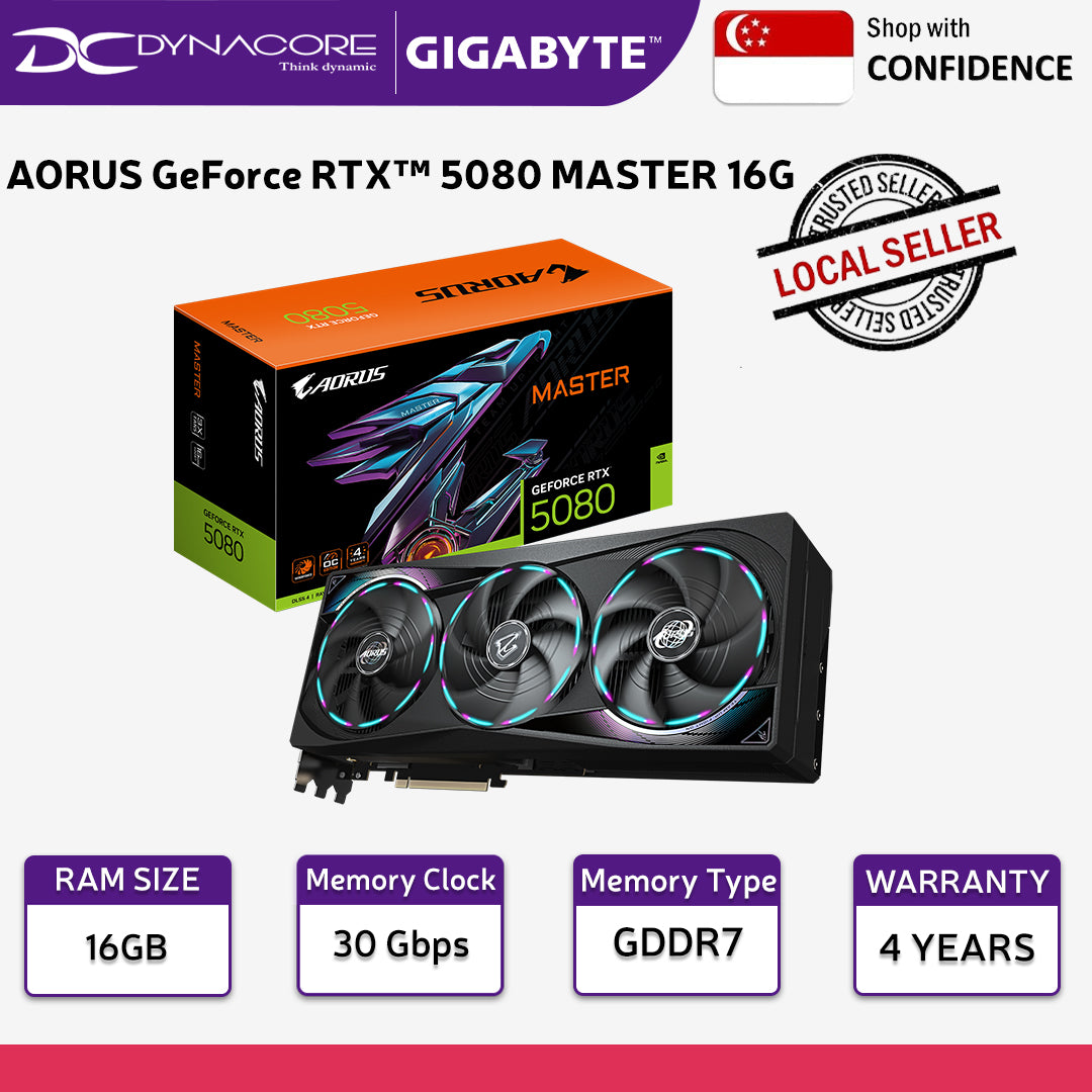 Gigabyte GeForce RTX 5080 Aorus Master 16GB GDDR7 Graphics Card - RTX5080 - 4719331355586