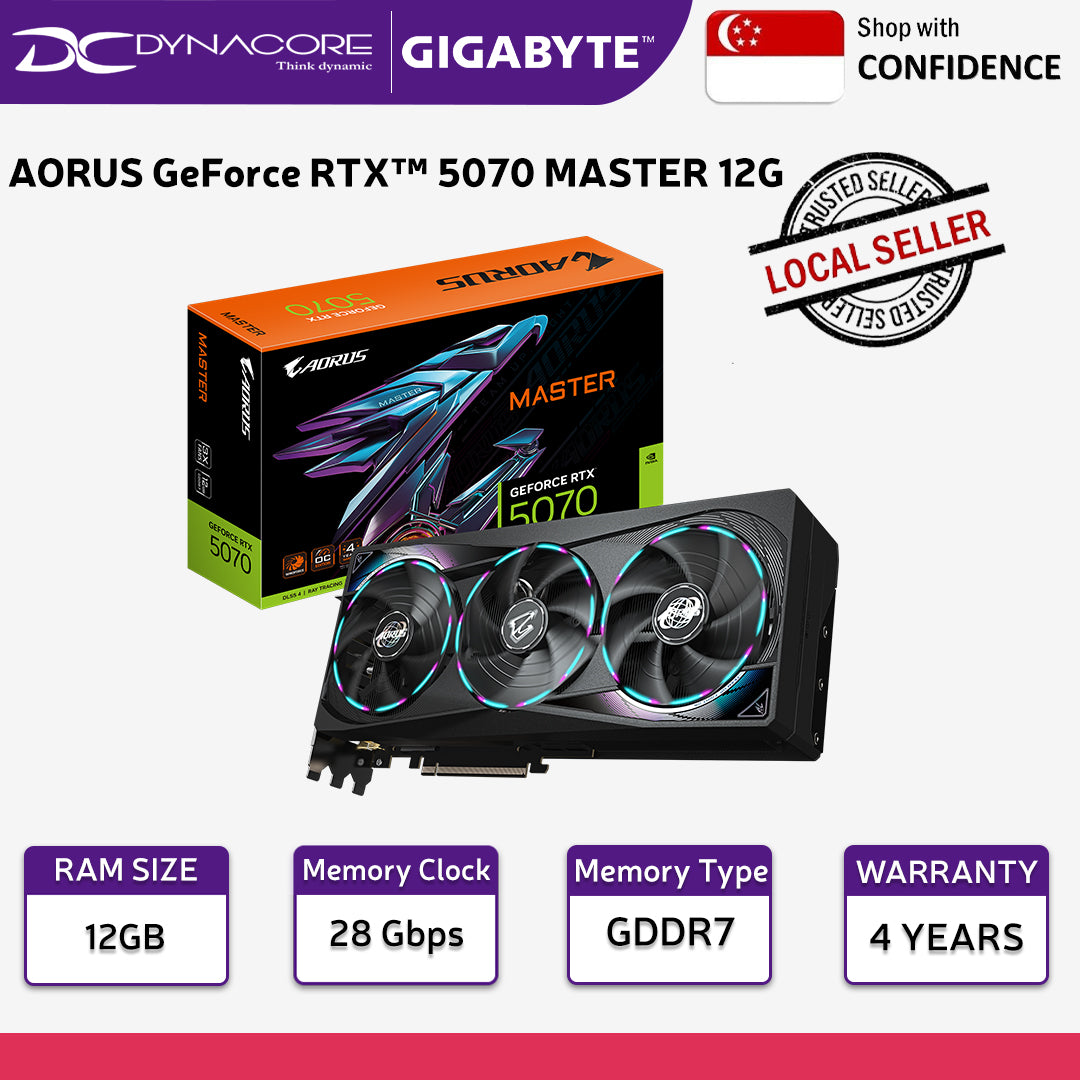 Gigabyte GeForce RTX 5070 Aorus Master 12GB GDDR7 Graphics Card - RTX5070 - 4719331355753