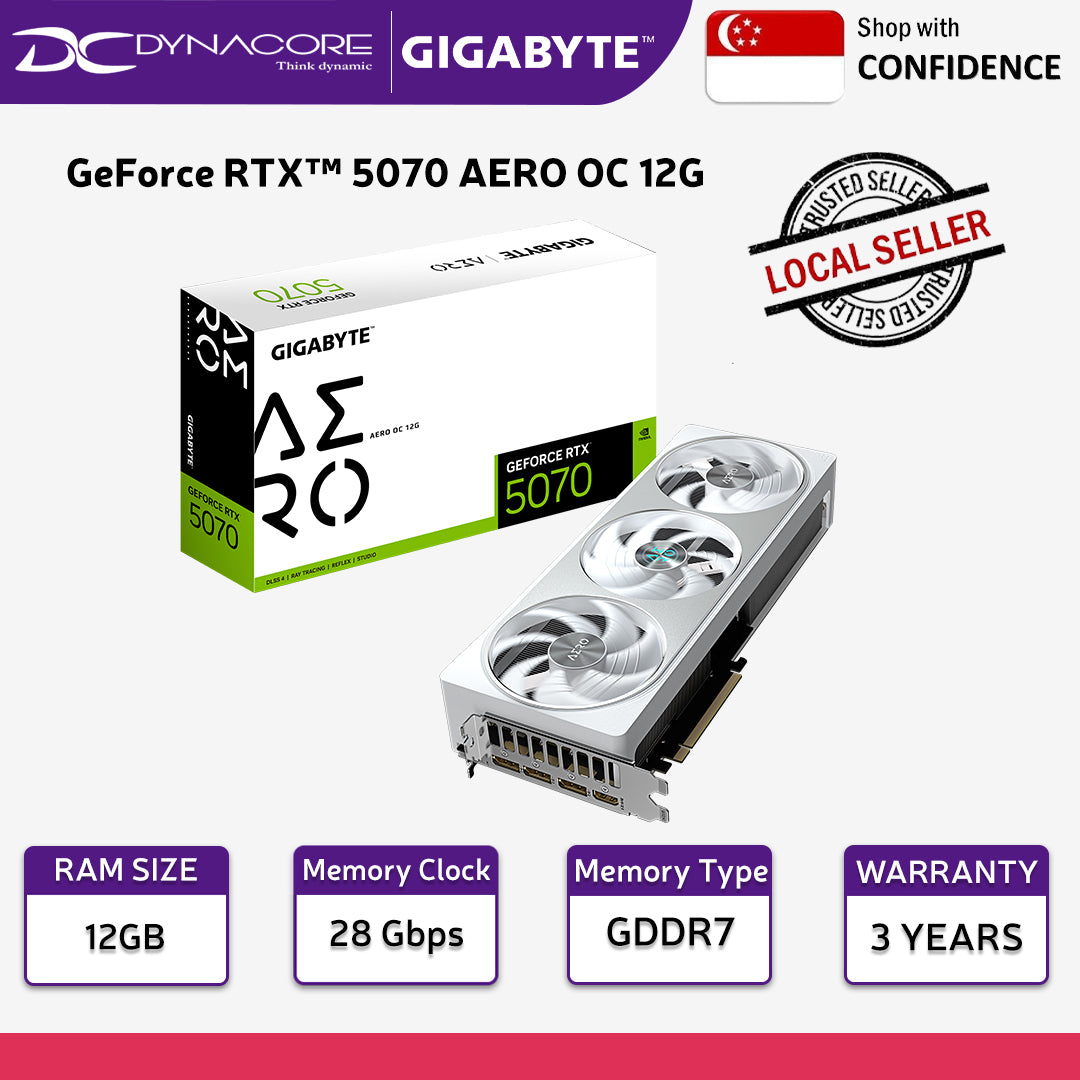 Gigabyte GeForce RTX 5070 Aero OC 12GB GDDR7 Graphics Card - RTX5070 - 4719331355852