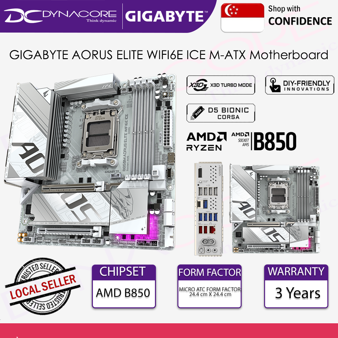 GIGABYTE B850M AORUS ELITE WIFI6E ICE M-ATX Motherboard - 4719331866082