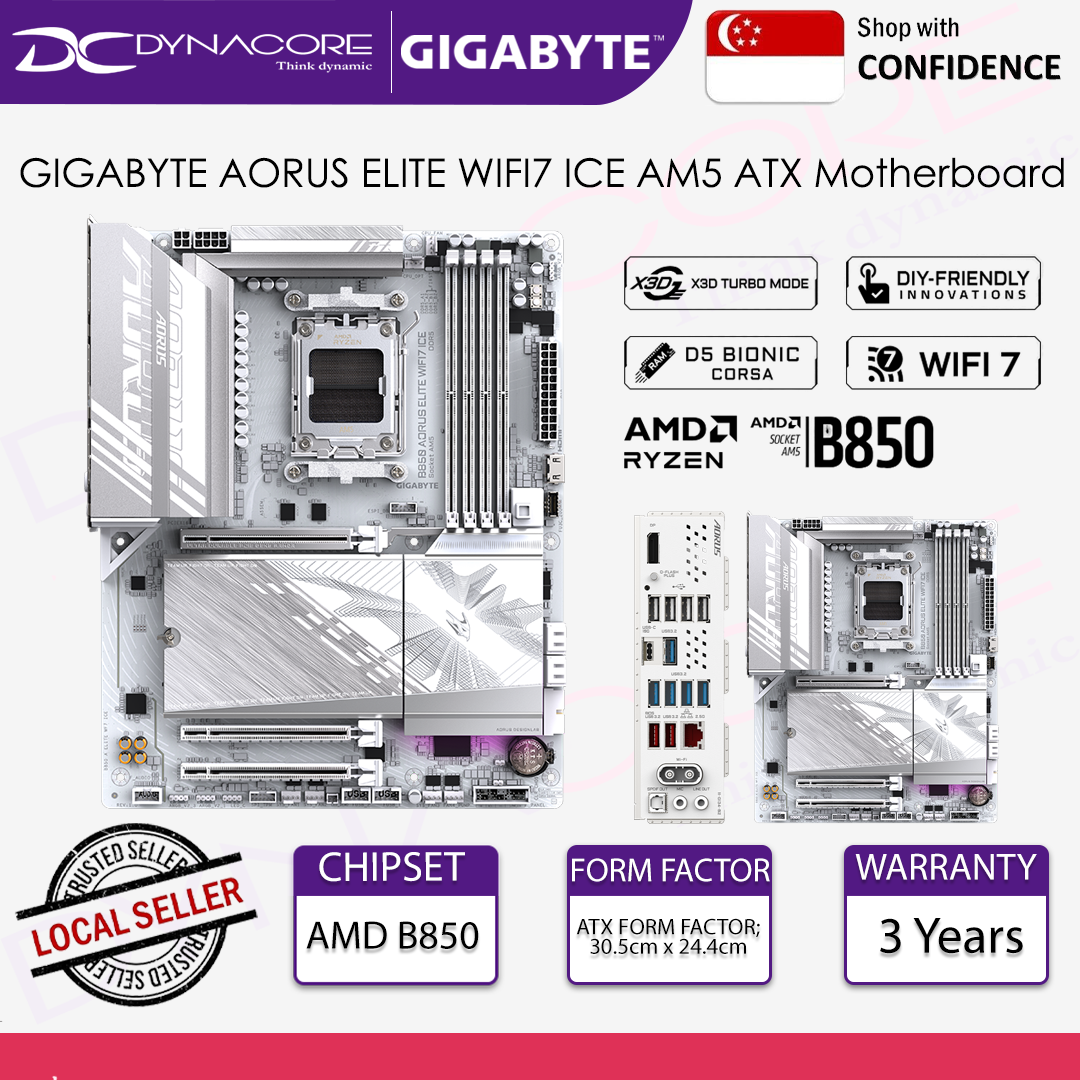 GIGABYTE B850 AORUS ELITE WIFI7 ICE AM5 ATX MOTHERBOARD - 4719331866099