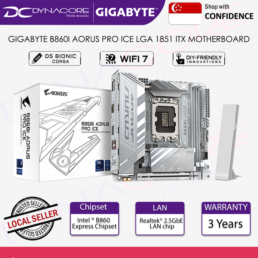 GIGABYTE B860I AORUS PRO ICE LGA 1851 ITX MOTHERBOARD - 4719331867539