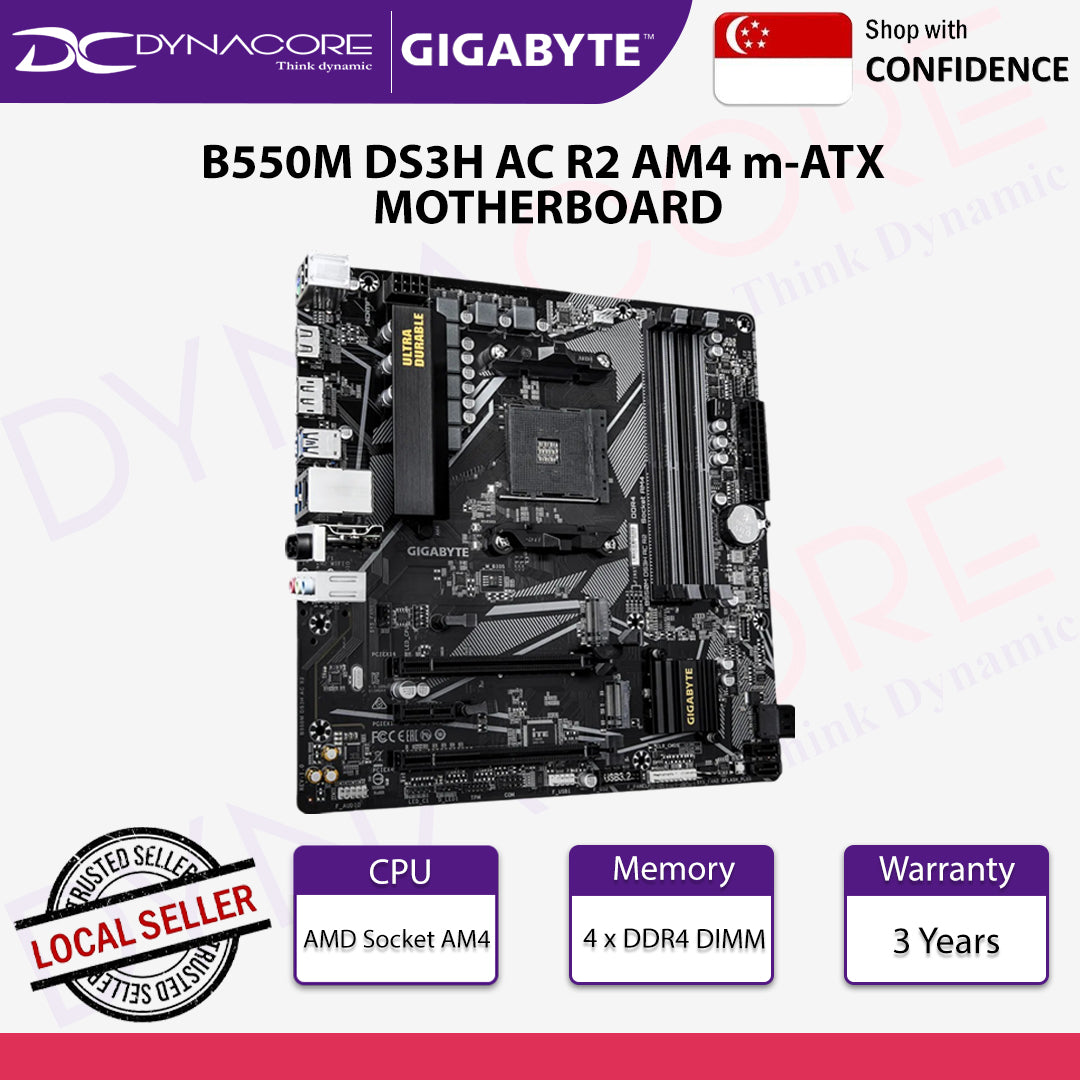 Gigabyte B550M DS3H AC R2 DDR4 m-ATX Motherboard - 4719331869908