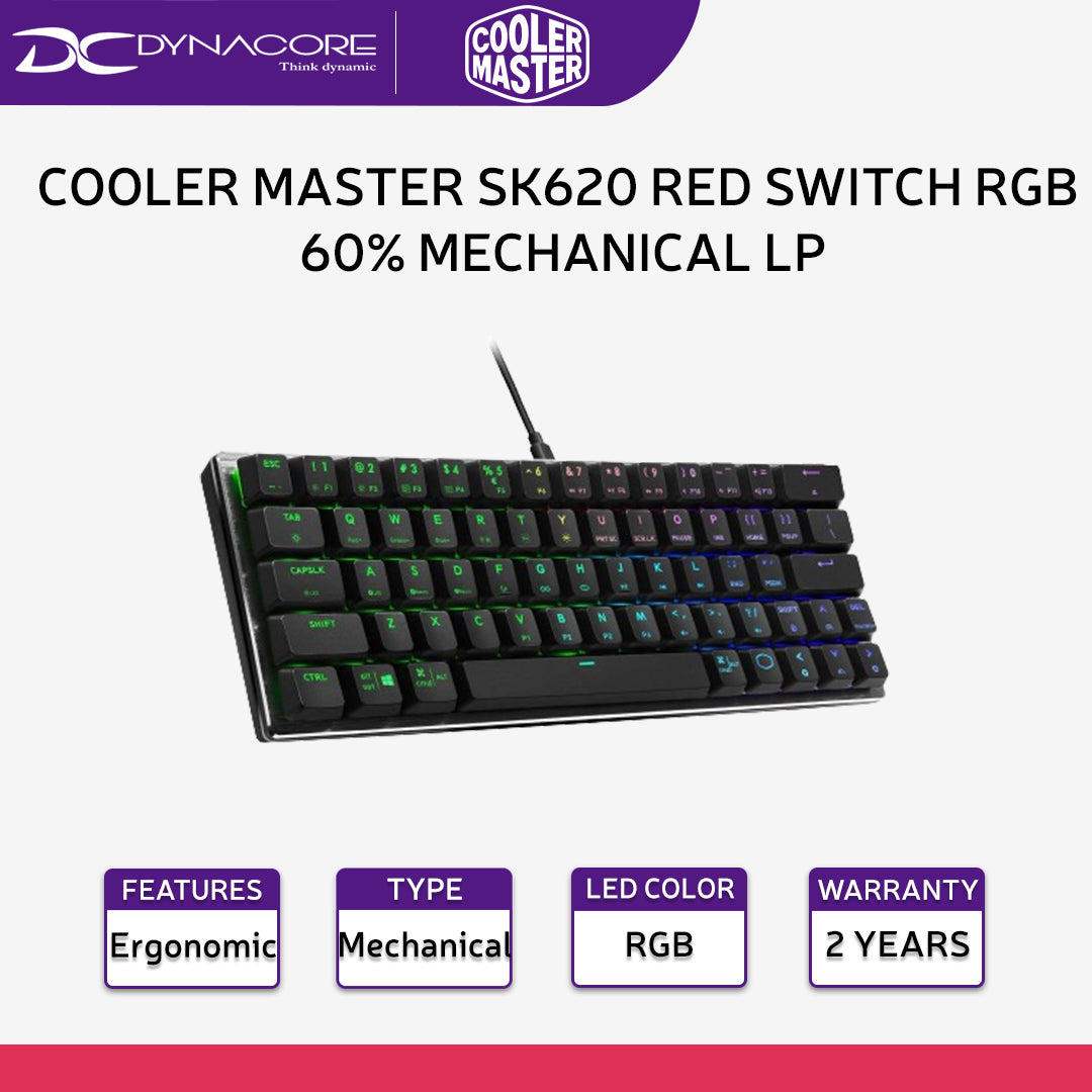 COOLER MASTER SK620 RED SWITCH RGB 60% MECHANICAL LP KEYBOARD - 4719512109021