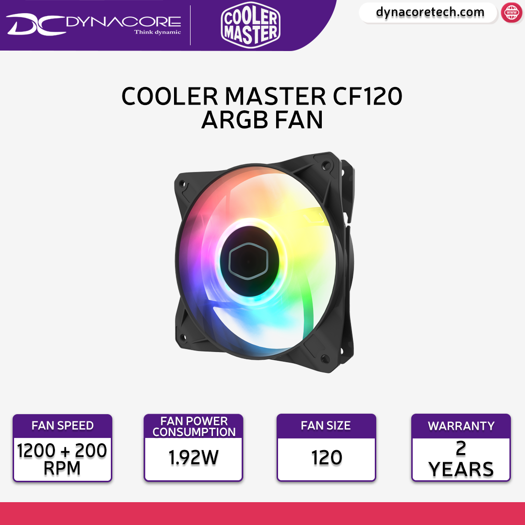 Cooler Master CF120 ARGB 5V 3PIN PWM Case Fan - Black - 4719512132111
