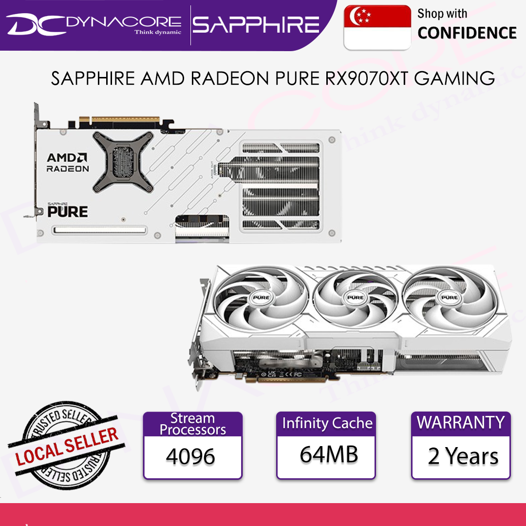 Sapphire Pure Radeon RX 9070XT Gaming OC 16GB GDDR6 PCI-Express Graphics Card - RX9070 / 9070XT - 4895106295896