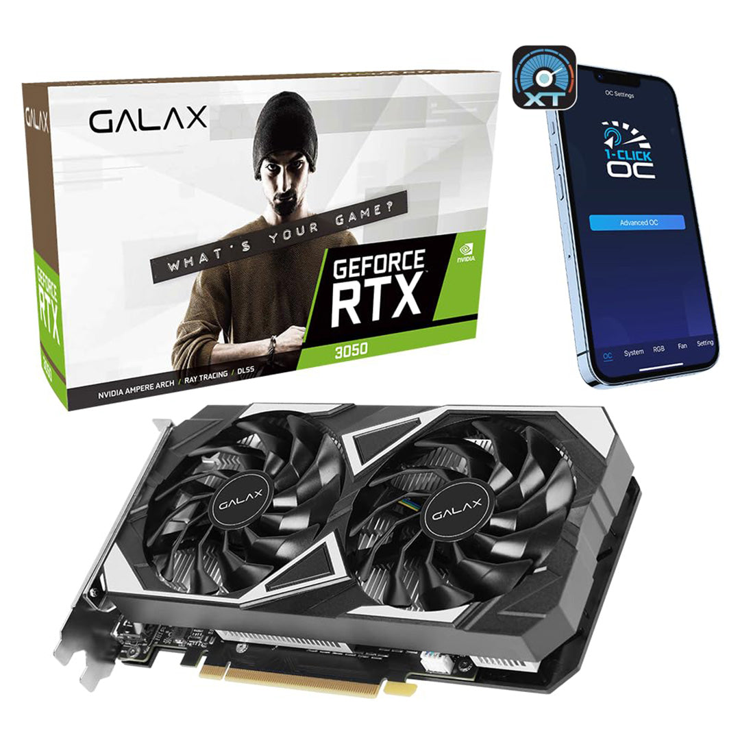 GALAX GeForce RTX 3050 6GB EX 1-Click OC GDDR6 Graphics Card - 4895147157306