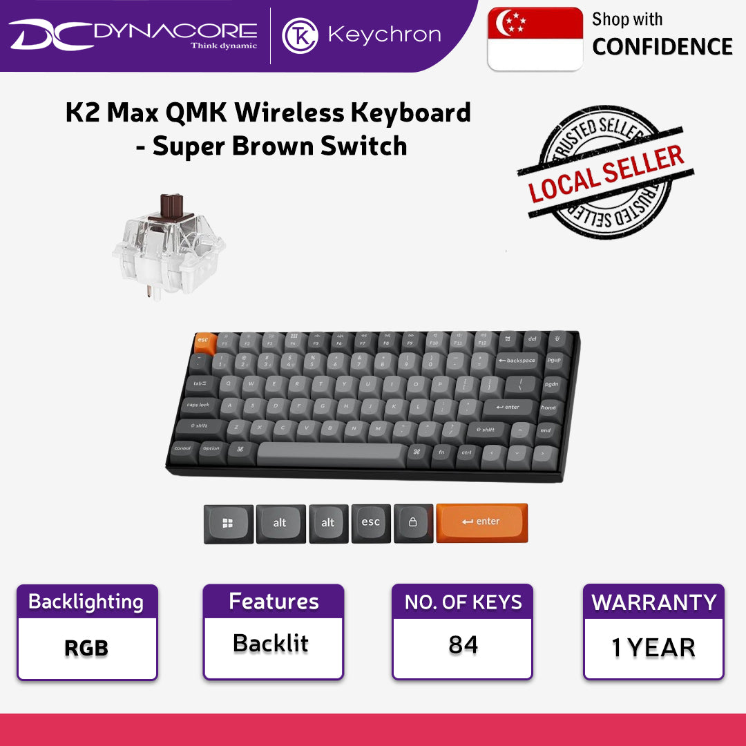 KEYCHRON K2 MAX KEYBOARD BROWN SWITCH, BLACK KYCN-K2M-J3 - 4895248880356