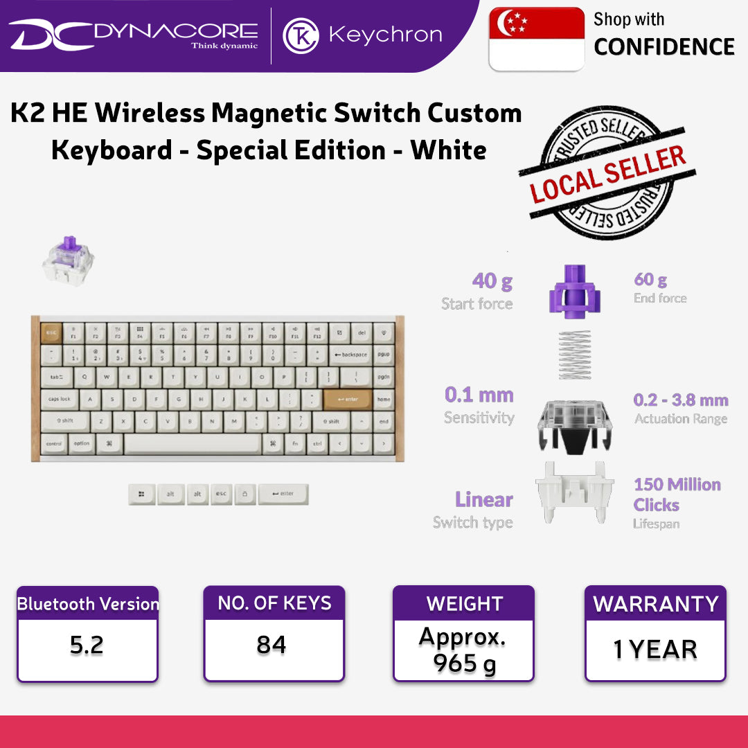 Keychron K2 HE Wireless Magnetic Switch Special Edition (WHITE) - 4895248889205