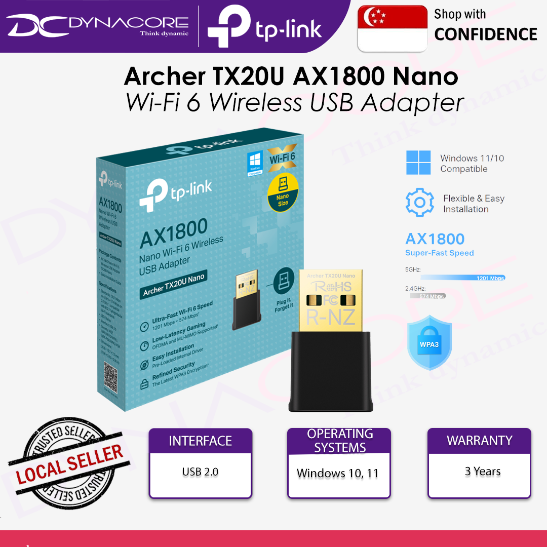 TP-LINK ARCHER TX20U AX1800 NANO DUAL BAND WI-FI 6 USB ADAPTER - 4895252506419