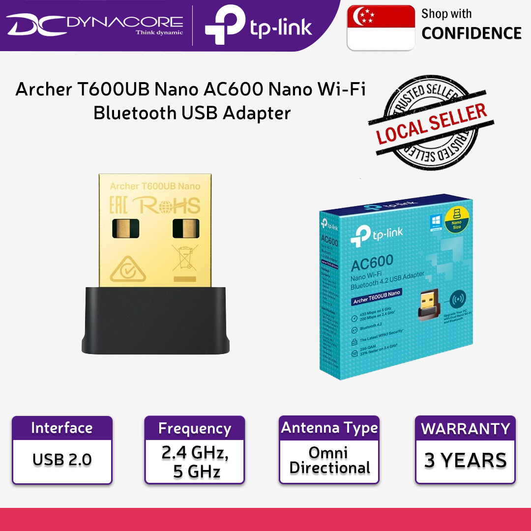 TP-LINK Archer T600UB Nano AC600 Nano Wi-Fi Bluetooth USB Adapter - 4895252507300