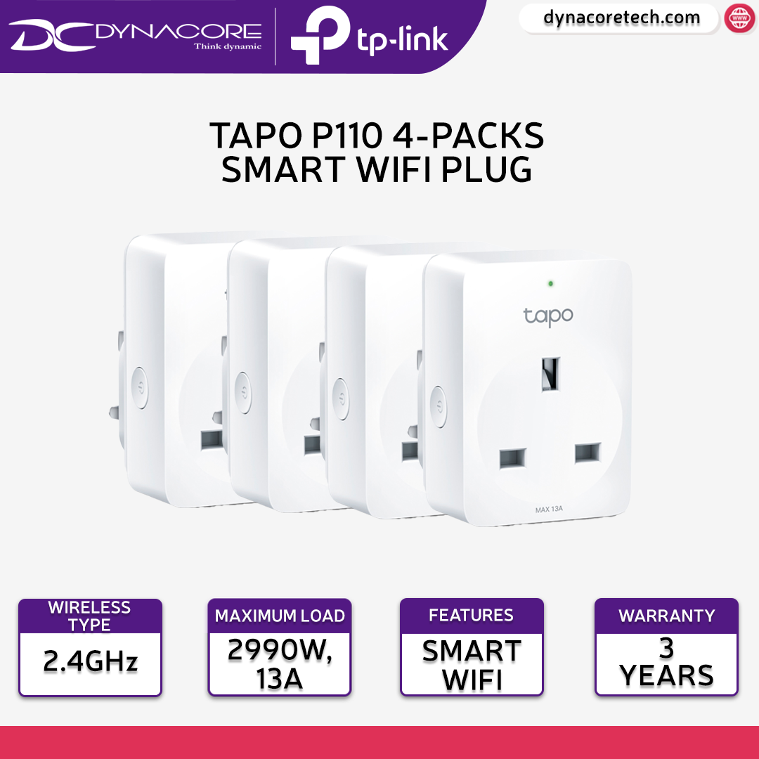 TP-LINK Tapo P110 1-Pack / 2-Pack / 4-Pack Mini Energy Monitoring Smart WiFi Plug (Works with Alexa & Google Home) - 4897098682425, 4897098685518, 4897098685525