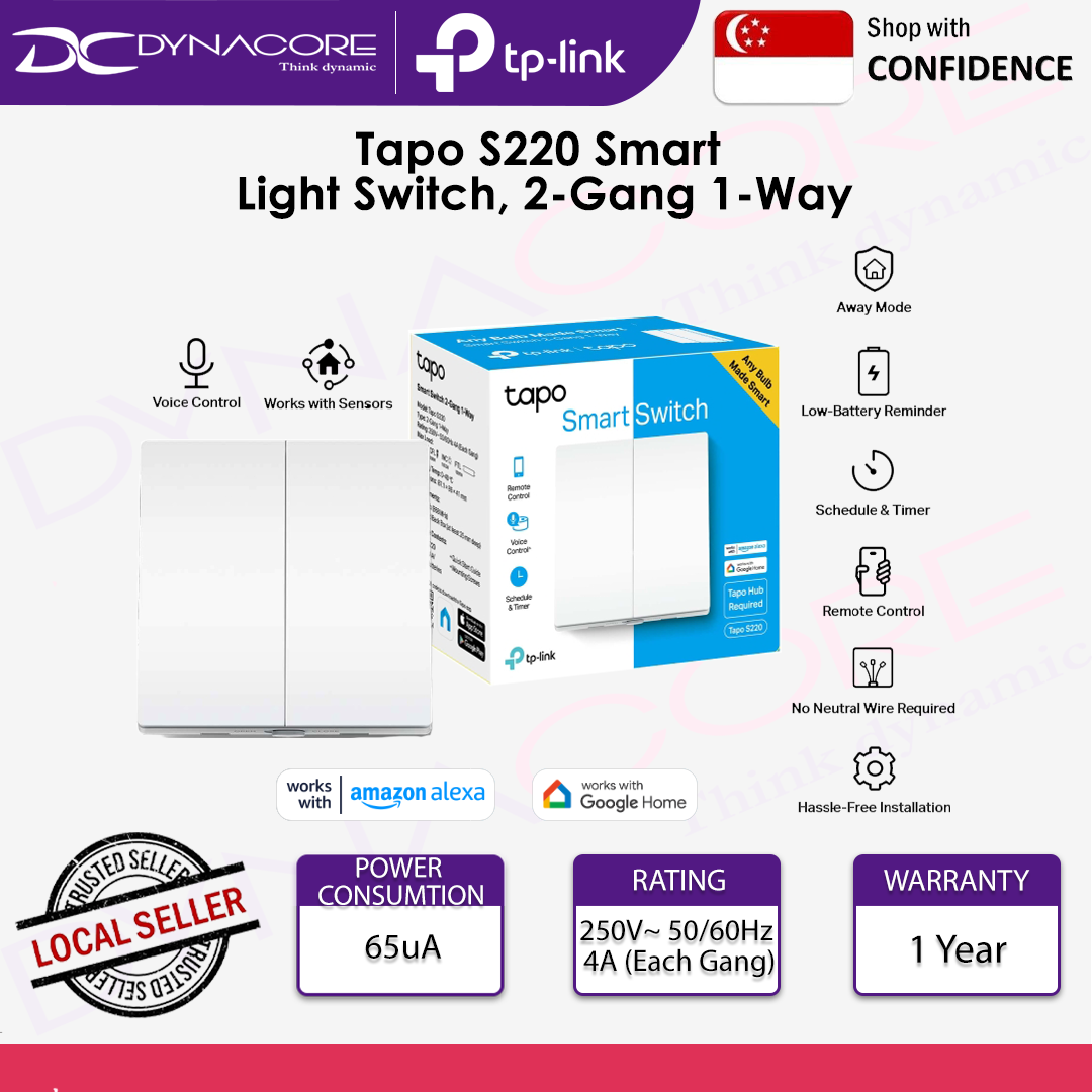 TP-LINK TAPO S220 SAMRT LIGHT SWITCH 2-GANG 1-WAY - 4897098682562