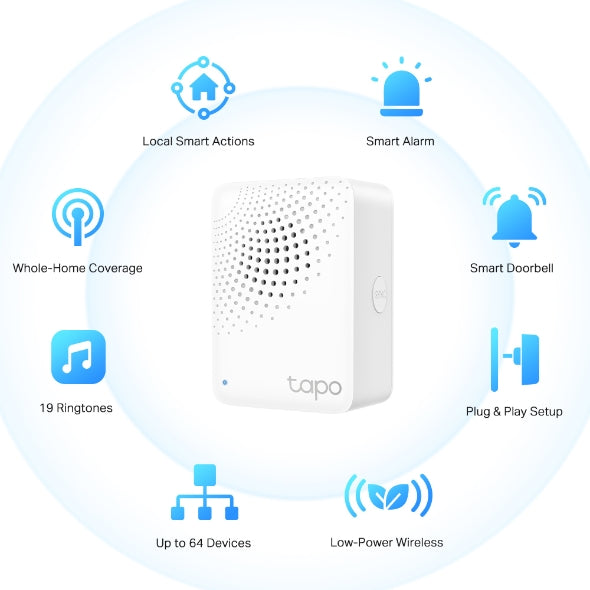 TP-Link Tapo H100 Smart Hub with Chime Work with Tapo Smart Switch, Button and Sensor - 4897098683118