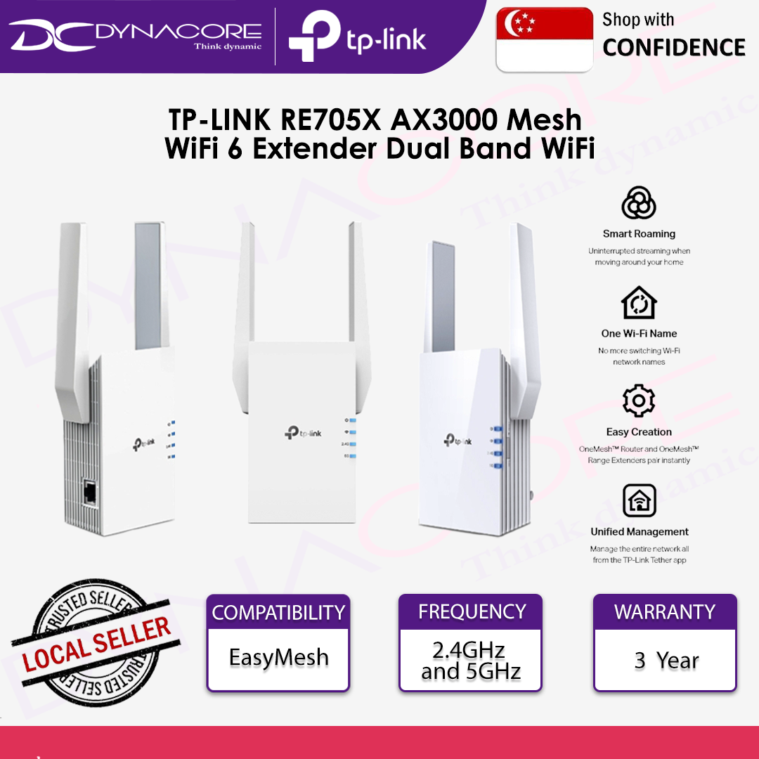 TP-LINK RE705X AX3000 Mesh WiFi 6 Extender Dual Band WiFi 6 Support AP Mode - 4897098683125