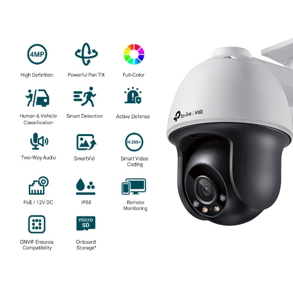 TP-Link VIGI C540 4mm 4MP Outdoor Full-Color Wi-Fi Pan/Tilt Network Camera - 4897098683781