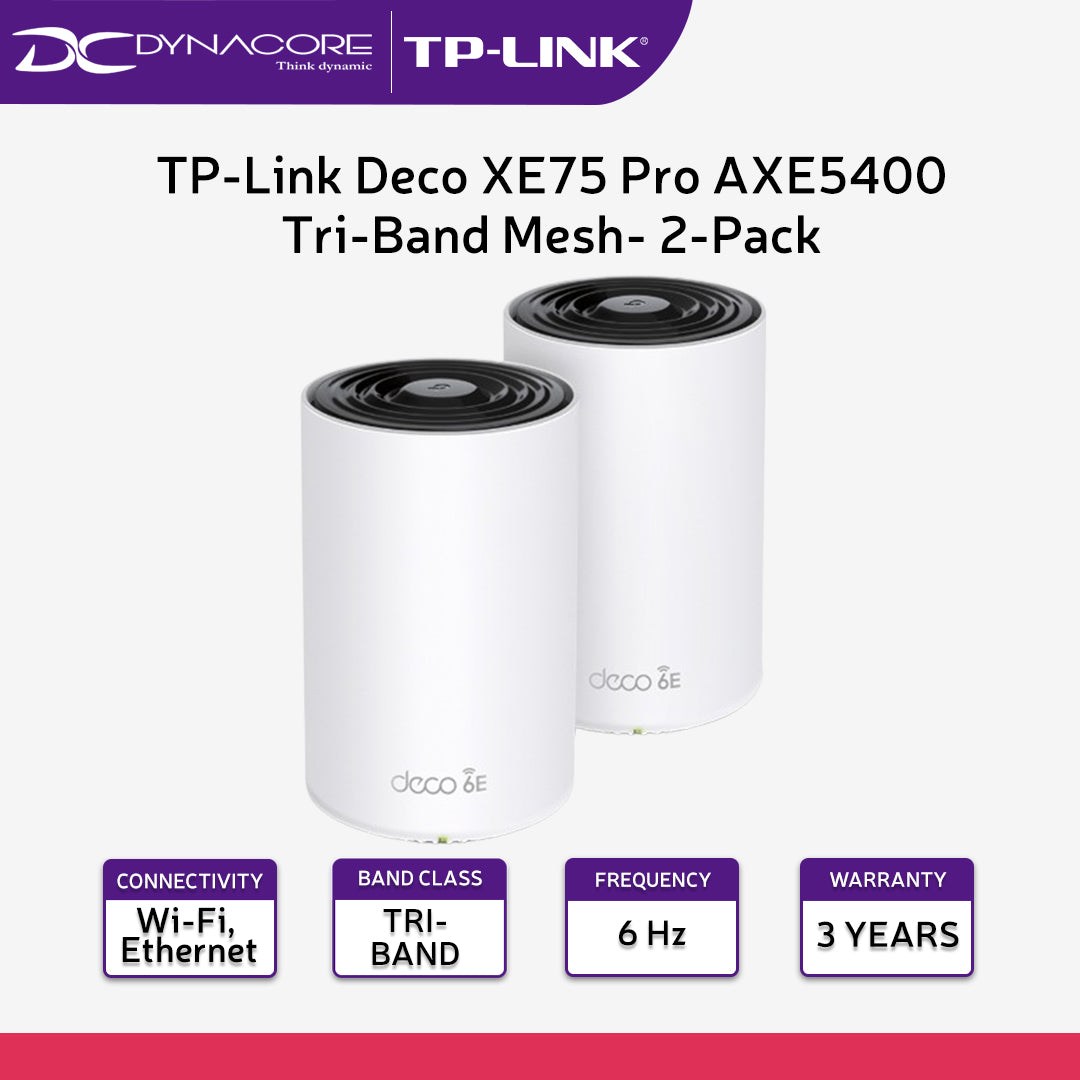 TP-Link Deco XE75 Pro AXE5400 Tri-Band Mesh Wi-Fi 6E System - 2-Pack - 4897098684986