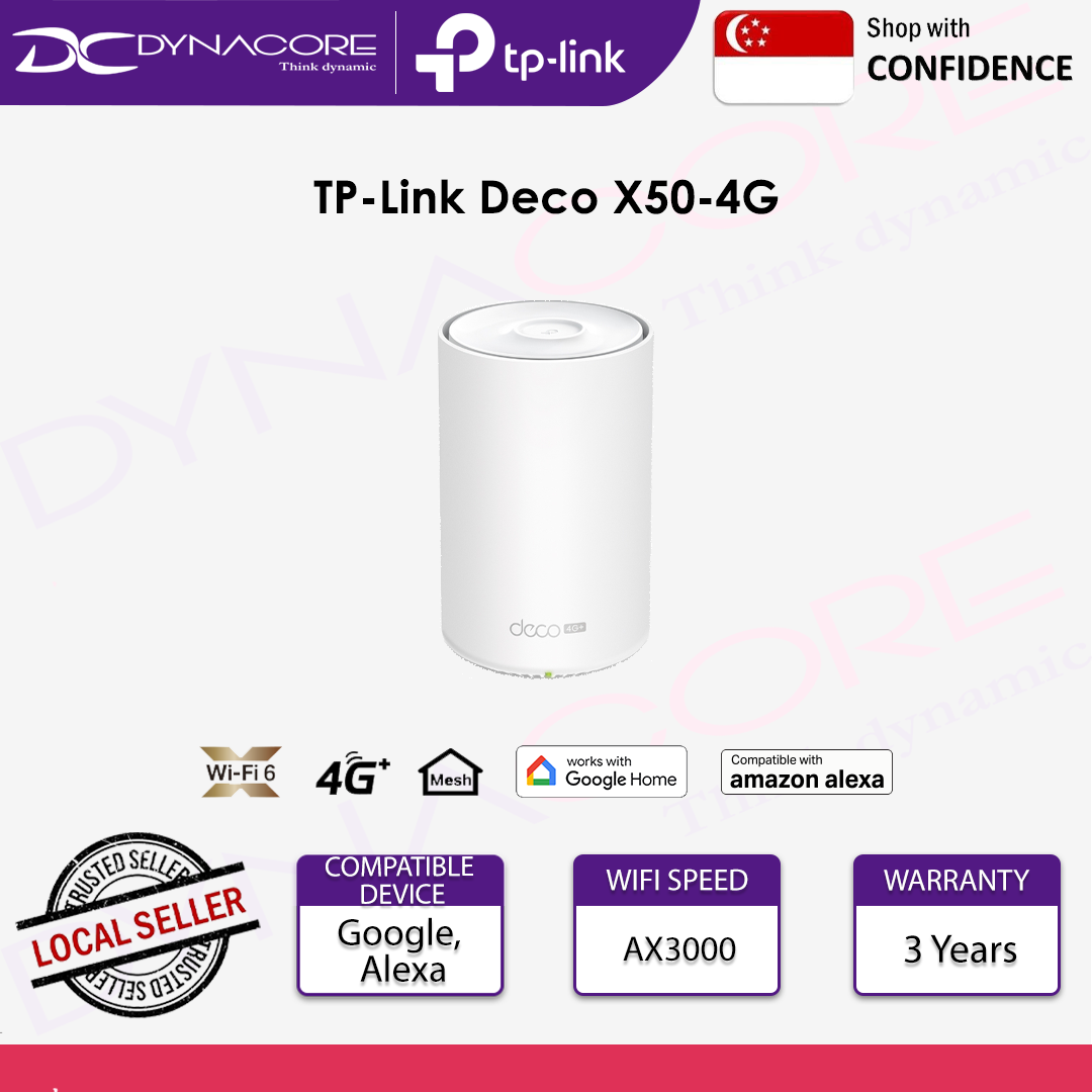 TP-Link Deco X50-4G 1-Pack 4G+ AX3000 Whole Home Mesh WiFi 6 Nano Sim Card Router -4897098685198