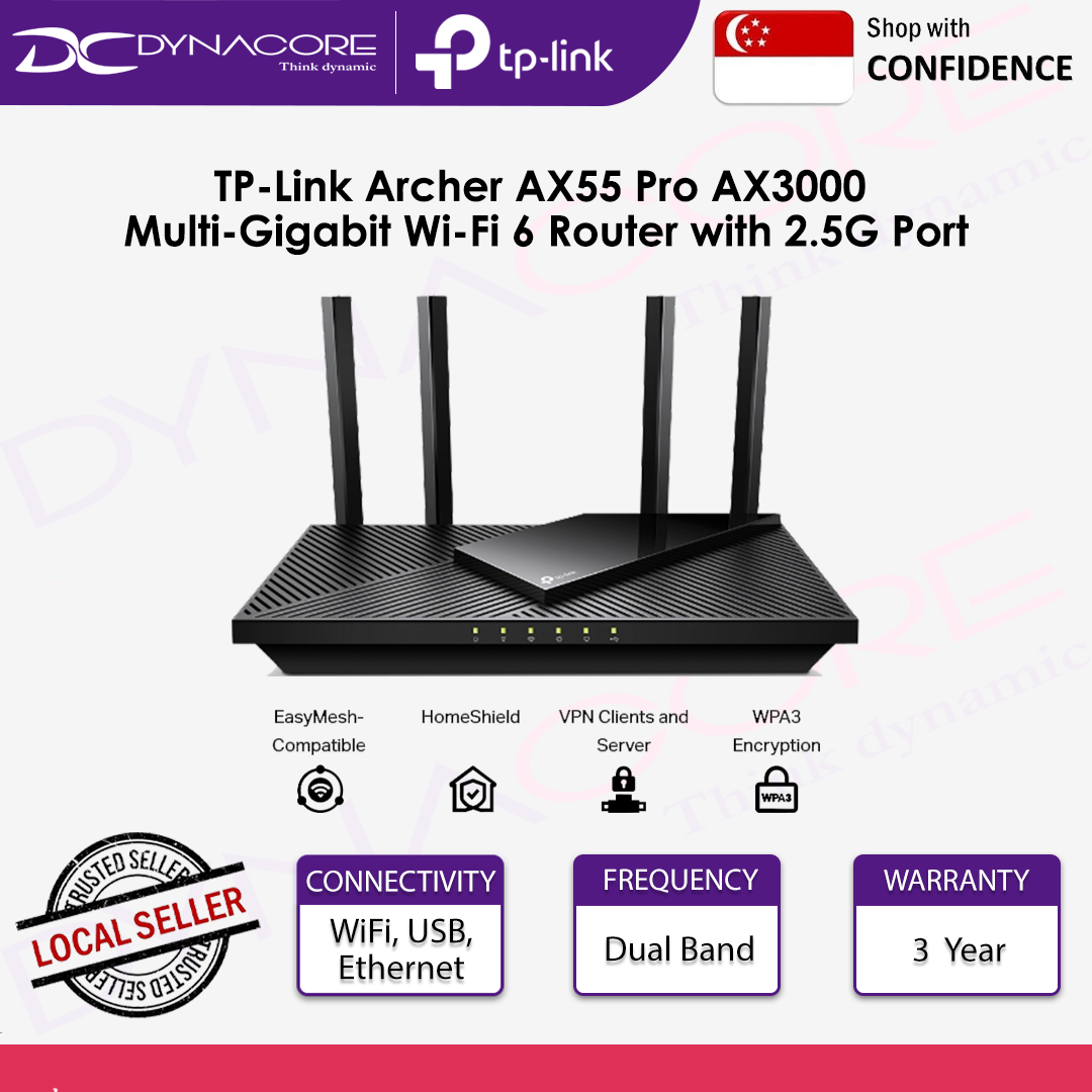 TP-Link Archer AX55 Pro AX3000 Multi-Gigabit Wi-Fi 6 Router with 2.5G Port - 4897098686805