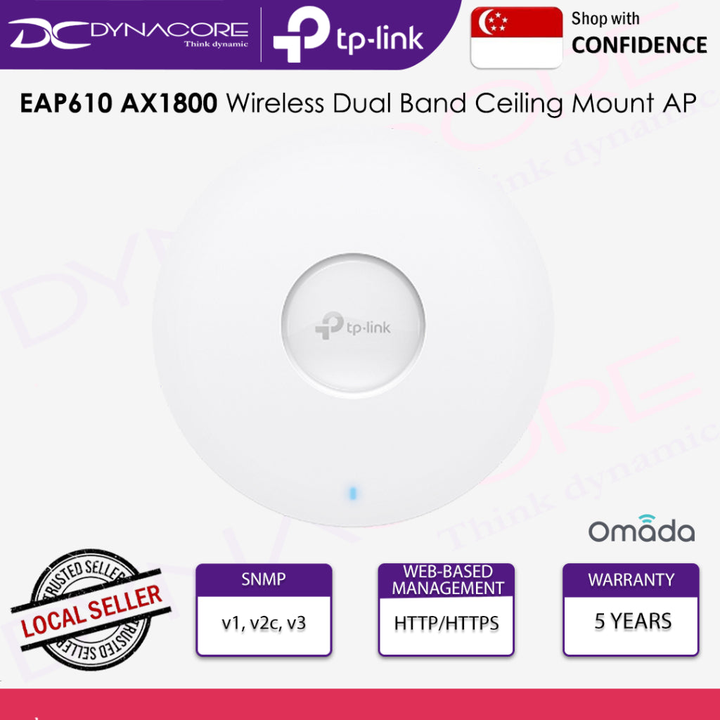 TP-Link EAP610 AX1800 Wireless Dual Band Ceiling Mount WI-FI 6 Gigabit Access Point - 4897098687772