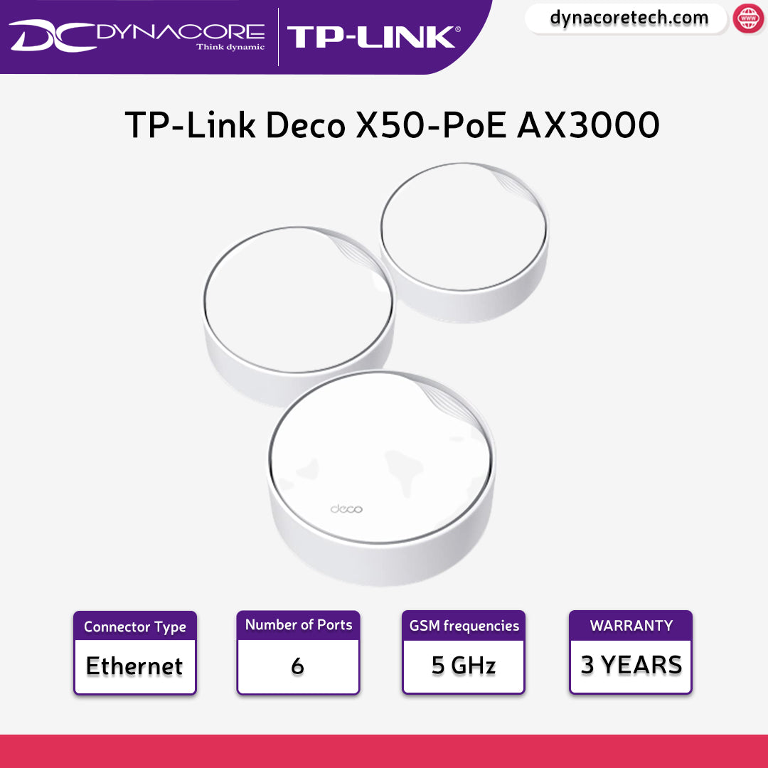 TP-Link Deco X50-PoE AX3000 Whole Home Mesh WiFi 6 System with PoE - 3-Pack - 4897098687918