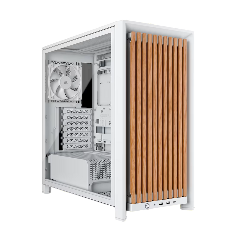 Corsair FRAME 4000D WOOD RS Modular Mid-Tower PC Case - White and Oak - 840440417897
