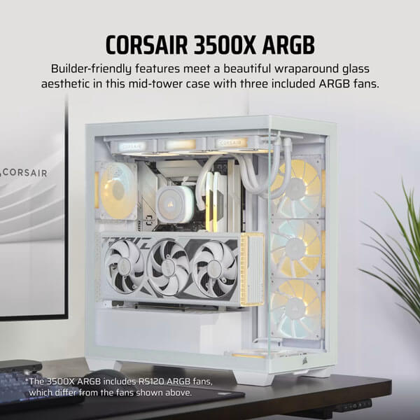 Corsair 3500X ARGB Tempered Glass Micro ATX - White -CS-CC-9011279-WW