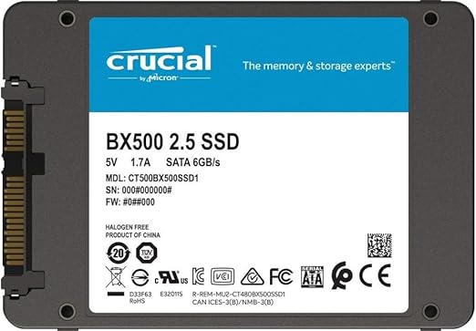 CRUCIAL BX500 2.5"500GB SATA 6GB/s SSD(3YRS) - 649528929693