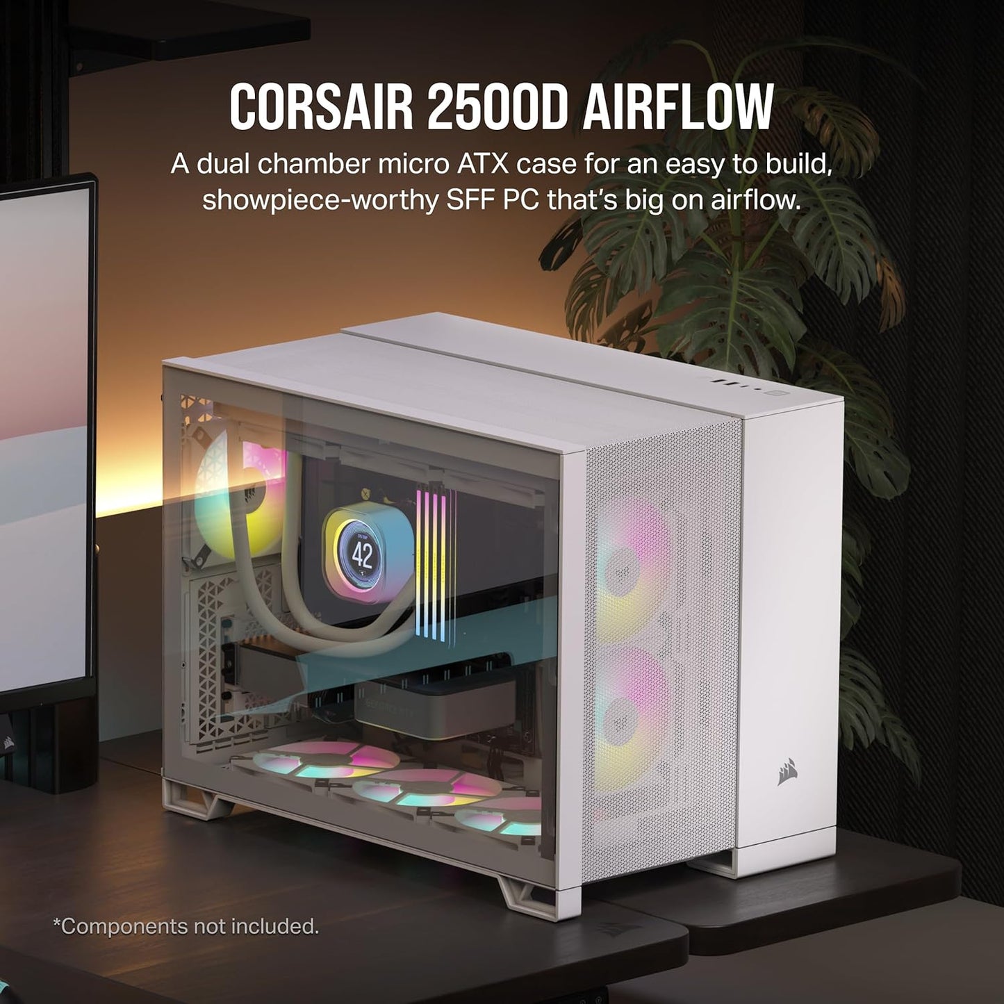 Corsair 2500D AIRFLOW Micro ATX Dual Chamber PC Case - White - CS-CC-9011264-WW