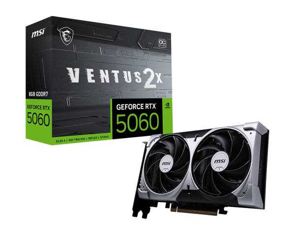 MSI GEFORCE RTX 5060 8G VENTUS 2X OC 8GB GDDR7 GRAPHICS CARD - 4711377344272