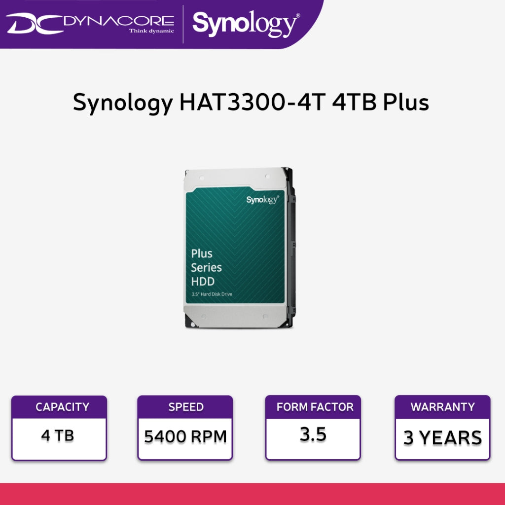 Synology HAT3300-4T 4TB Plus Series 3.5" SATA NAS Hard drive / HDD - ST4000VN3300