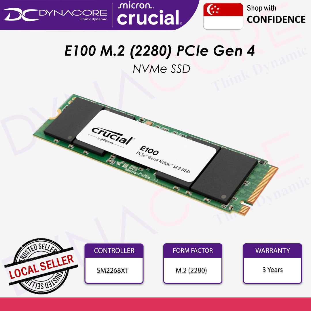 CRUCIAL E100 480GB 4700MB/s PCIe GEN4 NVMe M.2 SSD - 649528946133