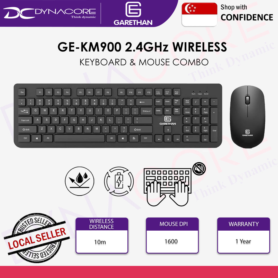 GARETHAN GE-KM900 WIRELESS KB & MOUSE COMBO(1YR) -658632542957