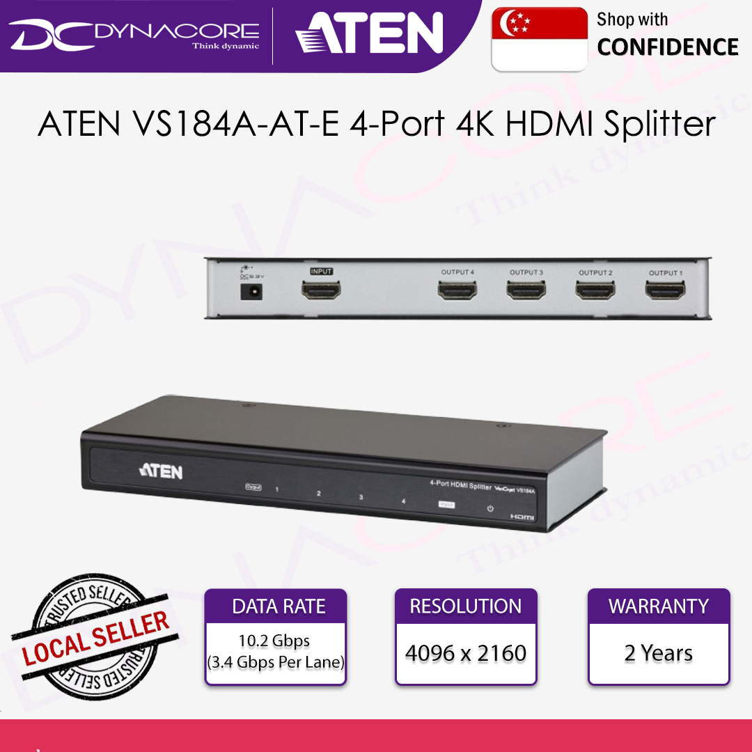 ATEN VS184A-AT-E 4-Port 4K HDMI Splitter - 672792004377
