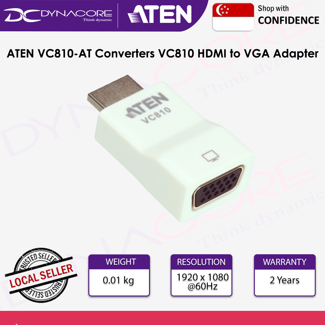 ATEN VC810-AT Professional Audio/Video Video Converters VC810 HDMI to VGA Adapter - 672792005411