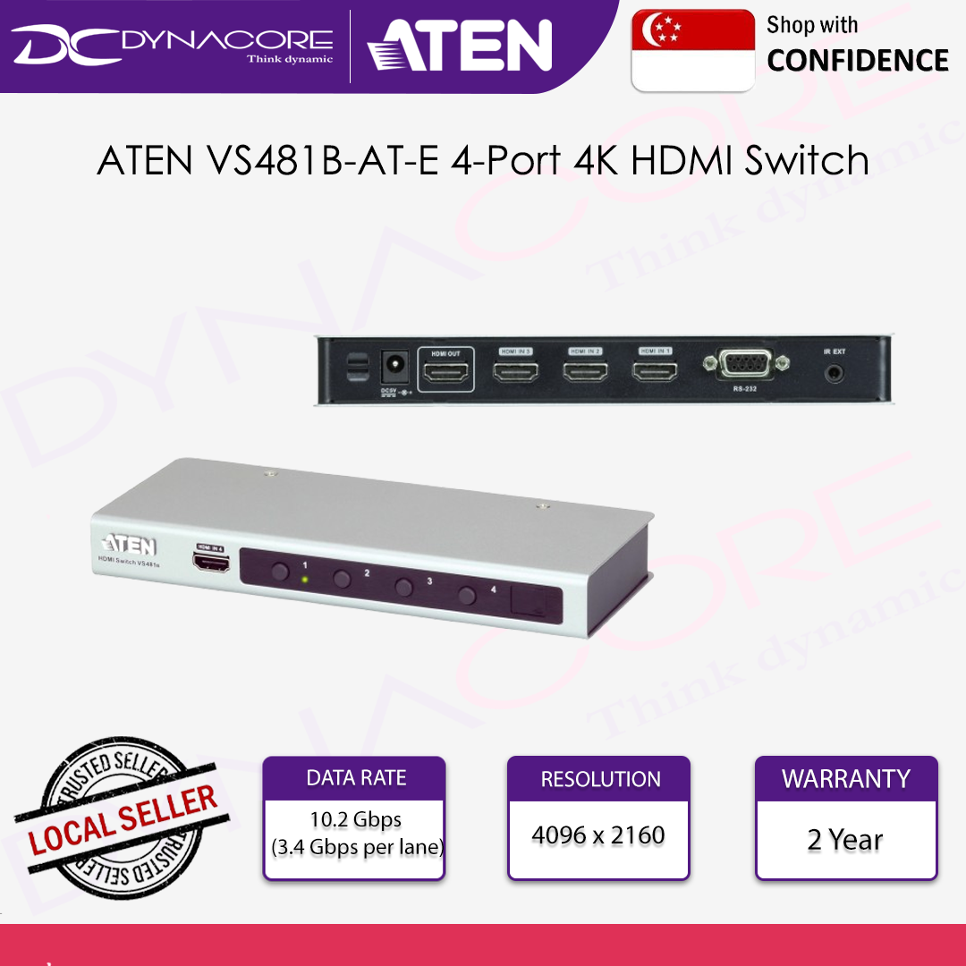 ATEN VS481B-AT-E 4-Port 4K HDMI Switch - 672792005732