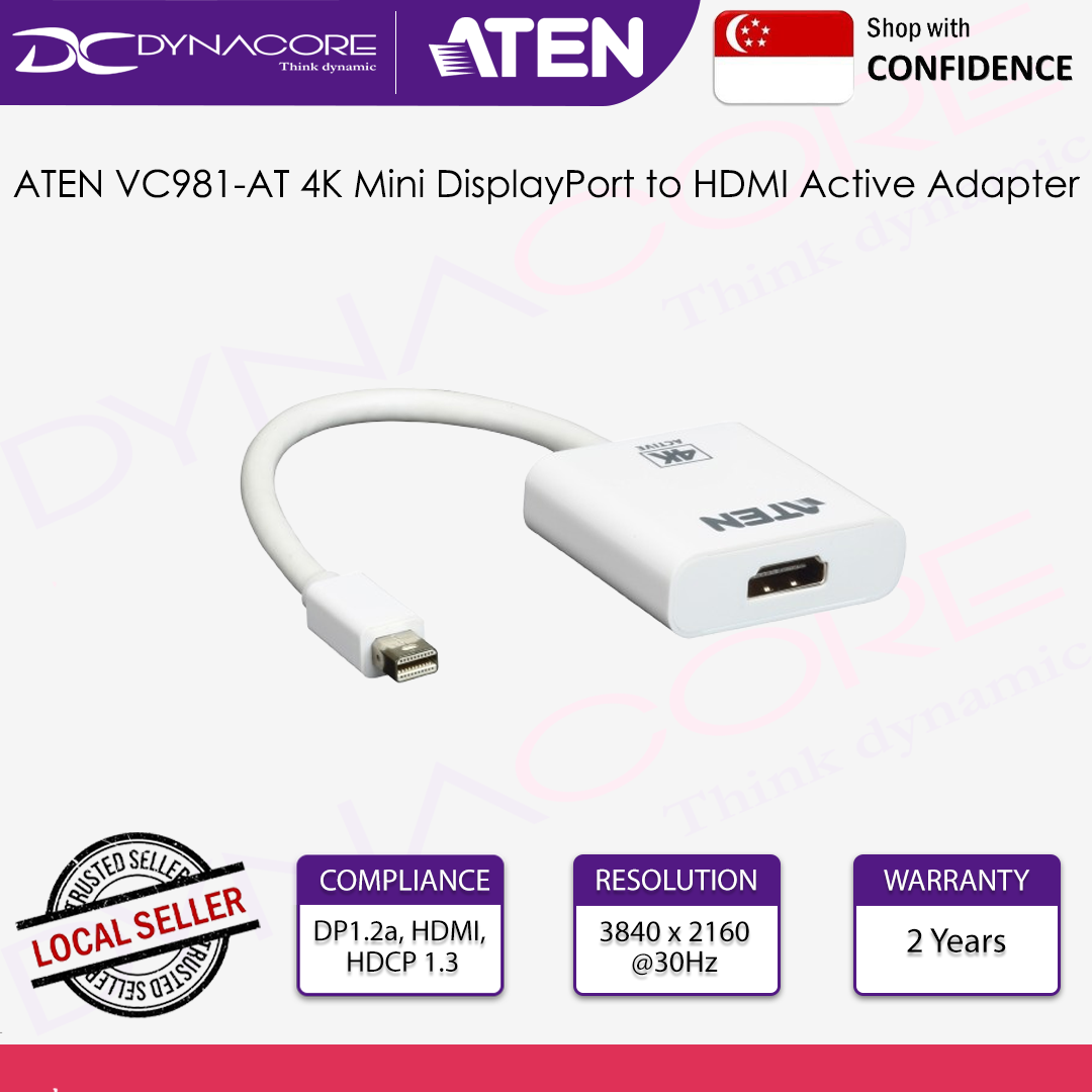 ATEN VC981-AT 4K Mini DisplayPort to HDMI Active Adapter - 672792006777