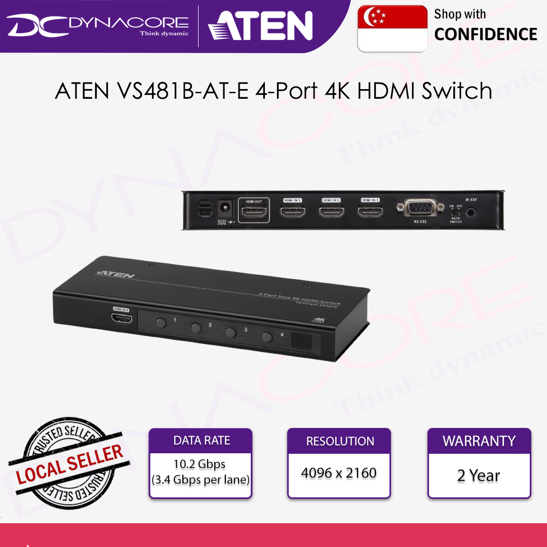 ATEN VS481C-AT-E 4-Port True 4K HDMI Switch - 672792008221